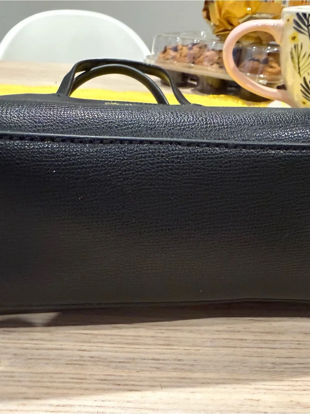 Karl Lagerfeld Black Textured Leather Satchel with Gold Logo - Picture 6 of 11